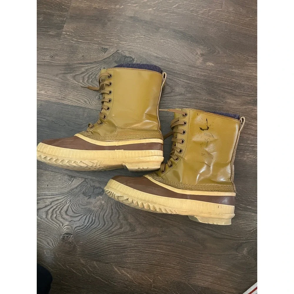Vintage Sorel Premium Men Winter Boots Made in Canada Brown Leather Duck Pac‎